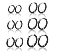 6 Pares Pendientes de Aro, Pendientes Hombre, Pendientes de Aro de Cartílago, Aros Inoxidables, Aros Pequeños Quirúrgicos y ligeros, Anillos de Labio Nariz, Aretes de Aro Hipoalergénicos, 8-18 mm