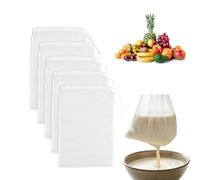 6 Pc Bolsa de Colador Reutilizable Nailon, Bolsas de Leche de Nueces 20x30cm, Lavables Filtro de Leche Filtrante, Paños para Filtrar Liquido con Cordón, para Zumos de Frutas Verduras, Vegetal, Café