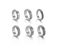 6 Pcs Anxiety Fidget Rings Set - Meditation Band Rings as Stress Relief Gifts for Women & Men