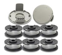 6 PCS bobinas de hilo,2 PCS Tapa,Compatible con Einhell GE-CT 18/28 Li y GE-CT 18/28 Li TC,bobina de hilo de repuesto para cortacésped,4.9M x 1.6mm