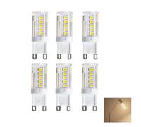 6 PCS Bombillas LED G9 3W,Blanco Cálido 2700K,Equivalente a Halógenas 30W,410lm,CRI 85,AC 230V,Sin Estroboscópico,G9 Estándar por Arañas de Cristal,Cocinas y Salones,No Regulable (Blanco Cálido 2700k)