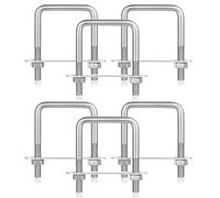 6 Pcs Boulons en U M8 50 x 80 mm, Vis en U avec Filetage,U-Bolts Boulon en Carrés en Acier Inoxydable avec 12 Écrous et 6 Plaques Rondelle Plaque de Cadre pour Fixation de Tuyaux Remorquage Voiture