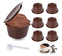 6 Pcs capsulas reutilizables para Máquina Dolce Gusto de Café Cápsula Recargable con 1 Cuchara y 1 Cepillo para Cocina y Oficina