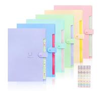6 Pcs Carpeta Acordeón A4 Carpeta Clasificadora, Expandible Archivos Organizador de 5 Bolsillos, Portátil 6 Bolsillos Colores Organizador Documento Archivadore Carpeta Separadores para Oficina Escuela