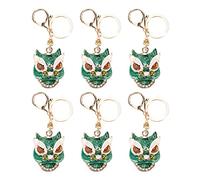 6 Pcs Cartoon Style Metal Key Chains, Rhinestone Key Chains with Shiny Lustrous Finish, Cute Decorative Keychain Pendant Set for Car Keys Bag Accessories, Durable Compact Portable (YSKXD14 Verde)
