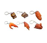 6 Pcs Chicken Wing Keyrings Decorative Keychain Car Key Chain Simulation Food Keychain Hanging Ornaments Bag Pendant
