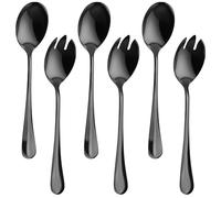 6 PCS Cuchara de Ensalada Edelstahl Cubiertos para Ensalada Tenedor de Ensalada, para Postres Sopas Ensalada Frutas Vajilla De Pasta para Cocina Hoteles Cafeterías Para Picnic Familiar Al Aire Libre
