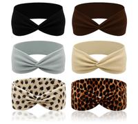 6 PCS Diadema Estrecha Mujer Tela, Pañuelo Cabeza Mujer, Cinta Pelo Ancha y Cómoda, Turbantes Deportivos Antideslizantes para Yoga, Fitness, Running, Moda y Diario