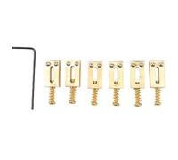 6 Pcs Electric Guitar Bridge Saddle, Brass Tremolo String Saddle with 10.5mm Pitch, Replacement for - Style Guitars, Includes Wrench for Easy Setup and Enhanced Tone Clarity (Oro)