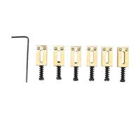 6 Pcs Electric Guitar Bridge Saddle, Brass Tremolo String Saddle with 10.5mm Pitch, Replacement for - Style Guitars, Includes Wrench for Easy Setup and Enhanced Tone Clarity (Negra)