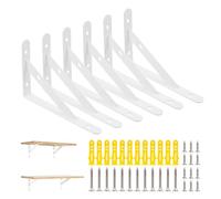 6 Pcs Escuadras Malicas,Soportes para Estantes,Soporte Estanteria Blanco,Soporte Triangular de 90 Grados,Escuadra Metalica ángulo, scuadras para Estanterias Estanterías de Pared,15 x 9,5 x 1,6 cm