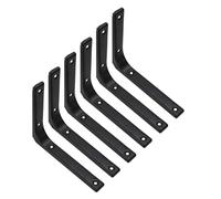 6 Pcs Escuadras para Estanterias, Soporte Estanteria Pared, Soporte Baldas Pared de 90 Grados, Soportes para Estantes en Forma de L para cocina y dormitorio (negro, 150 x 125 mm)