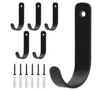 6 Pcs Gancho Pared, Colgadores Ganchos Pared NegrosGanchos Percheros Pareds, Ganchos para Colgar Ropa Sombreros Bolsos Tazas Llaves en Dormitorios Baños Cocinas Salones Pasillos (Estilo Largo)