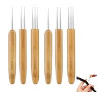 6 Pcs Herramientas Gancho de Ganchillo, Agujas Crochet para Dreadlocks 0.5mm 0.75mm, Agujas Ganchillo Ergonómicos, Ganchillos Crochet Bambú, Gancho para Rastas, para Cabello Artesanía Trenzada DIY