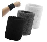 6 Pcs Juego de Muñequeras, Muñequeras absorbentes, Muñequeras Deportivas para Hombre y Mujer, Suave y Gruesa para Baloncesto, Gimnasio, Gimnasia, Tenis, Fútbol (Negro, blanco y gris)