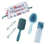 6 Pcs Juego De Peine Para Cabello Navideño Con Botella De Champú Peluquero Peinado Peinado Masaje Cabelludo Doble
