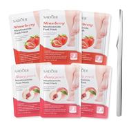 6 Pcs Mascarilla Pies Exfoliante,Calcetines Hidratantes Pies,Exfoliante Pies-Peeling,Mascarilla-Pies Secos y Agrietados con Cuchillo de Pedicura,Fresa y Melocotón - Foot Peel Mask