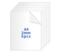 6 Pcs Metraquilato Transparente, A4 Lámina Acrílica Transparente a Medida, 2mm Paneles de Plastico Transparentes para manualidades, pintura, marcos de fotos y vidrio (297 x 210 mm)