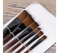 6 Pcs Nylon Hair Painting Brush Artist Paint Brushes Flat Acrylic Watercolor Drawing Supplies Set Nylon Hair Watercolour Painting