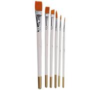 6 Pcs Nylon White Rod Oil Painting Brush Set for Art Supplies