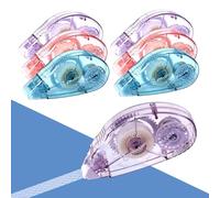 6 PCS Pegamento en Cinta, 8m x 8mm Cinta Adhesiva Doble Cara Transparente Dispensador Cinta Pegamento Roller para Manualidades DIY Scrapbooking Sellado de Sobres (Rosa&Púrpura&Azul)