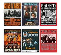 6 PCS Pósteres Portada de álbum de Música Banda de Rock, Kit de Collage de Pared de Roca Vintage, Lienzo Estético, Arte de Pared, Sin Marco, para Dormitorios Salas de Estudio Pasillos, 8x10 inch