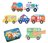 6 pcs Puzzles de Madera Niños, Juguetes Montessori Puzzle, Puzzles de Madera Educativos, Rompecabezas de Madera de Vehiculos y Transportes, Puzles con Caja, Regalo para Bebé Niños