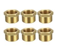 6 Pcs Reductor de 3/4 a 1/2, Acoplamiento Reductor Laton, Adaptador Hembra de 1/2" a Macho de 3/4", Reductores Roscados de Latón con Rosca BSP, con Anillo de Aellado, 3/4" x 1/2"