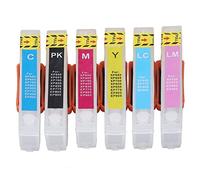 6 Pcs Reusable Ink Cartridge Replacement, Printer Inkjet Cartridge with Permanent Chip, Refillable Black Cyan Magenta Yellow Light Cyan Light Magenta for Photo and Document Printin