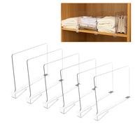 6 Pcs Separadores Acrílico Transparente, Estantería Organizador Armario Interior, Separador Almacenamiento Vertical, Estantes Organización Ropa para Dormitorio, Cocina, Librerías, Oficinas, Cajones