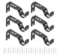 6 Pcs Soporte Cortinas sin Taladrar, 25 mm Soportes Autoadhesivos para Cortina sin Agujeros Ajustables, Ganchos Adhesivos de Metal para Barra de Cortinas baño, dormitorio, barras y varillas (negro)