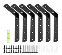 6 Pcs Soportes para Estantes, Escuadras para Estanterias, Escuadras Metalicas Negras, Soporte para Estanterias de Pared Flotantes de 90 Grados, Soportes para Baldas(125 x 75 mm)