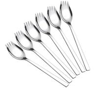 6 PCS Sporks Multifunción De Acero Inoxidable 18/10, Cucharas Y Tenedores 2 En 1 De 19 Cm, Cubiertos Reutilizables Para Ensalada, Postres, Camping, Viajes Y Uso Diario