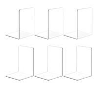 6 Pcs Sujetalibros de Acrílicos, Sujeta Libros Estanteria, Antideslizante Sujetalibros Estanteria Transparentes, Soporte Libros para Biblioteca Escuela Oficina Dormitorio Decoración de Escritorio