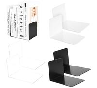 6 Pcs Sujetalibros Plástico,Sujetalibros Estanteria,Atril para Libross, Sujeta Libros Estanteria Metacrilato, Apoya Libros Decorativo, Bookends para Libreria Biblioteca Estanterías(blanco,negro,transp