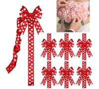 6 Pcs Valentines Cabinet Bows, Valentines Day Decorations for Kitchen, Valentine's Day Party Supplies (Red)