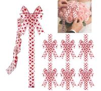 6 Pcs Valentines Cabinet Bows, Valentines Day Decorations for Kitchen, Valentine's Day Party Supplies (Write)