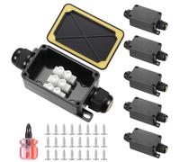 6 PcsCaja Estanca Exterior Electrica, Mini 2 Vías Caja de Derivación Estanca Exterior, Caja de Conexión Impermeable IP66 para conectores de cable de Ø3 mm - 6,5 mm, con 1 destornillador (negro)