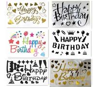6 pegatinas de feliz cumpleaños para globos, pegatinas autoadhesivas para fiestas, cartas de cumpleaños, para globos grandes y transparentes, accesorios para fiestas de cumpleaños (mezcla de colores)
