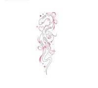 6 Pegatinas De Tatuaje Para Brazo Con Forma De Serpiente Y Lazo En Forma De Corazón, De Larga Duración, Impermeables Y Resistentes Al Sudor.