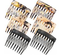 6 peines para el pelo, mini peineta de inserción, peines laterales franceses vintage, peine de láminas para mujeres y niñas, accesorios de peinado (negro, concha de tortuga, acetato)