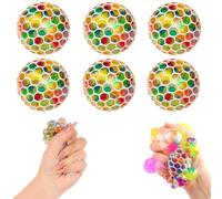 6 Pelotas antiestrés de Malla, Pelota antiestrés arcoíris, Pelota antiestrés de Malla de UVA, Juguete de relajación para Adultos (5 cm)