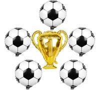 6 pelotas de fútbol, pelotas trofeo de fútbol, balones de fútbol de aluminio,decoraciones de fiesta de fútbol, accesorios de fiesta de cumpleaños, eventos deportivos de la Copa del Mundo