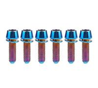 6 pernos de titanio M5 M6 de cabeza cónica hexagonal con arandelas for vástago de bicicleta: ligeros y duraderos.(Burn blue,25MM_M6)