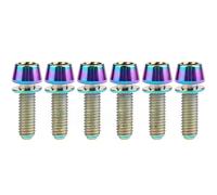 6 pernos de titanio M5 M6 de cabeza cónica hexagonal con arandelas for vástago de bicicleta: ligeros y duraderos.(Rainbow,16MM_M6)