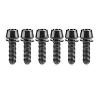 6 pernos de titanio M5 M6 de cabeza cónica hexagonal con arandelas for vástago de bicicleta: ligeros y duraderos.(Black,18MM_M5)