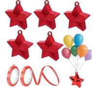 6 pesos para globos con cinta, peso de globos de helio de aluminio de estrella negra para cumpleaños, fiestas, bodas, decoraciones de mesa y celebraciones (rojo)