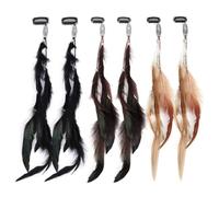 6 Pezzi Clips de Pelo Pluma, Estensioni dei Capelli Piuma, Boho Accessori Capelli in Piuma, Bohemian & Indian Copricapo di Piume, Festival Cosplay di Accessori