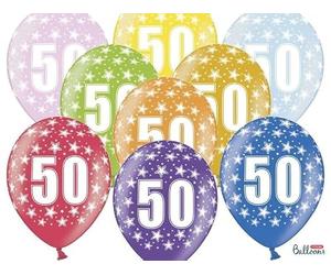 6 PEZZI Palloncini LATTICE 30 CM numero 50 COMPLEANNO 50 ANNI