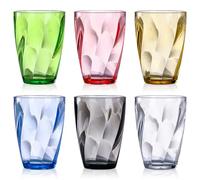 6 Pezzi Set di Bicchieri da Acqua in Plastica, TIE-DailyNec 390ml Bicchieri da Bere in Plastica, Bicchieri da Bere Colorati Impilabili Riutilizzabili, Bicchieri da Campeggio Impilabili